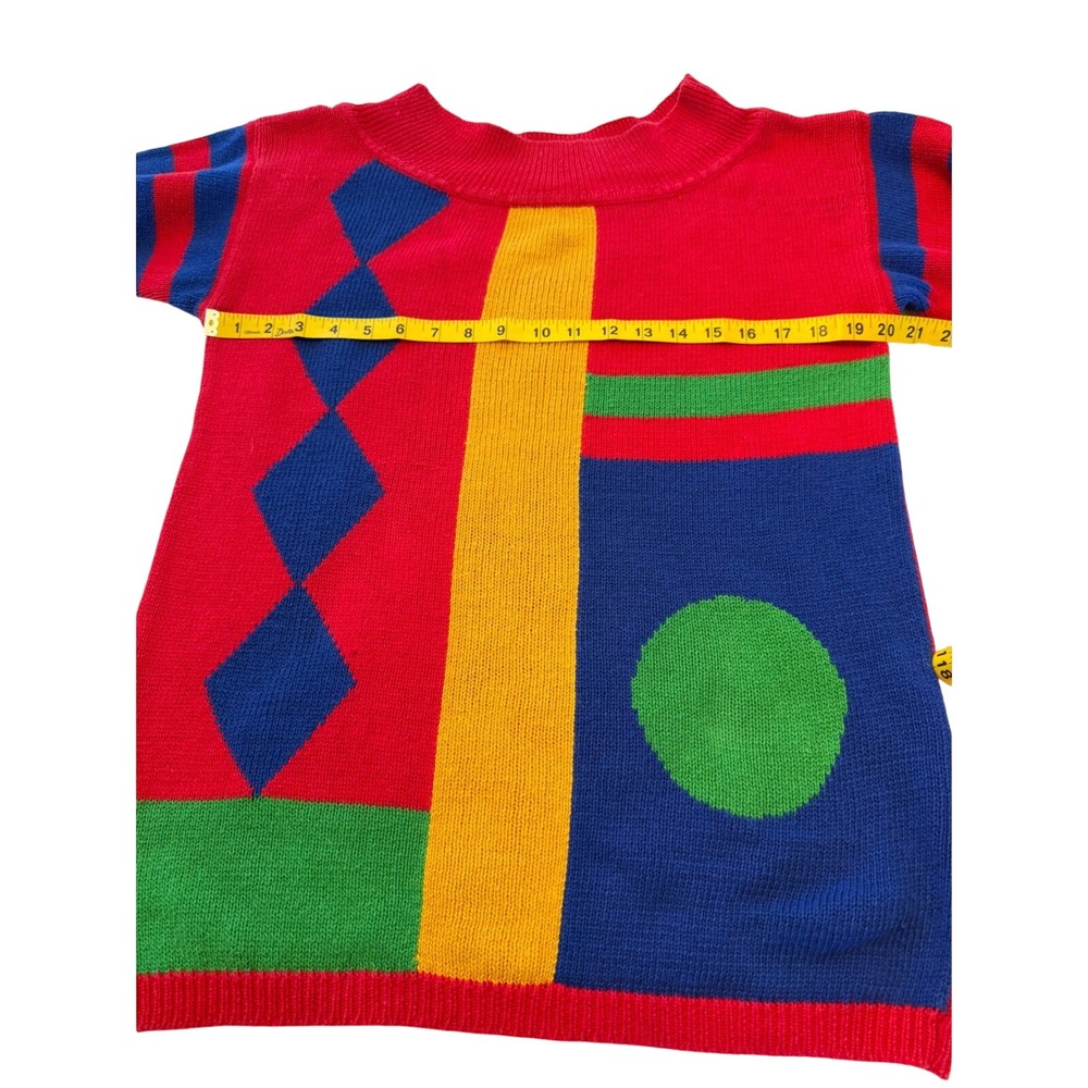 Huntington Ridge Vintage Color Block Geometric Sweater Red Blue Yellow Large - Picture 3 of 8